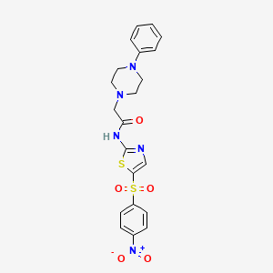 molecular formula C21H21N5O5S2 B4190450 N-[5-(4-nitrophenyl)sulfonyl-1,3-thiazol-2-yl]-2-(4-phenylpiperazin-1-yl)acetamide 