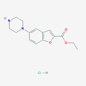 molecular formula C15H19ClN2O3 B041905 5-(哌嗪-1-基)苯并呋喃-2-羧酸乙酯盐酸盐 CAS No. 765935-67-9