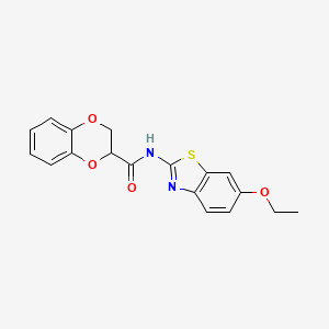 molecular formula C18H16N2O4S B4190540 N-(6-ethoxybenzo[d]thiazol-2-yl)-2,3-dihydrobenzo[b][1,4]dioxine-2-carboxamide 