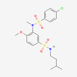 molecular formula C19H25ClN2O5S2 B4190646 3-[(4-chlorophenyl)sulfonyl-methylamino]-4-methoxy-N-(3-methylbutyl)benzenesulfonamide 