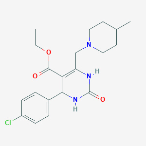 molecular formula C20H26ClN3O3 B4190666 Ethyl 4-(4-chlorophenyl)-6-[(4-methylpiperidin-1-yl)methyl]-2-oxo-1,2,3,4-tetrahydropyrimidine-5-carboxylate 