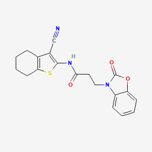 molecular formula C19H17N3O3S B4190692 N-(3-cyano-4,5,6,7-tetrahydro-1-benzothiophen-2-yl)-3-(2-oxo-1,3-benzoxazol-3(2H)-yl)propanamide 