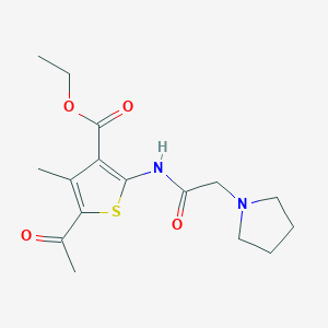 molecular formula C16H22N2O4S B4190706 ETHYL 5-ACETYL-4-METHYL-2-{[2-(1-PYRROLIDINYL)ACETYL]AMINO}-3-THIOPHENECARBOXYLATE 