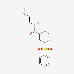 molecular formula C15H22N2O4S B4190740 1-(benzenesulfonyl)-N-(2-methoxyethyl)piperidine-3-carboxamide 