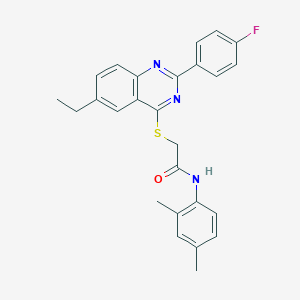 molecular formula C26H24FN3OS B419079 N-(2,4-dimethylphenyl)-2-{[6-ethyl-2-(4-fluorophenyl)-4-quinazolinyl]sulfanyl}acetamide 