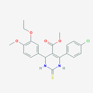 molecular formula C21H21ClN2O4S B4190790 Methyl 6-(4-chlorophenyl)-4-(3-ethoxy-4-methoxyphenyl)-2-thioxo-1,2,3,4-tetrahydropyrimidine-5-carboxylate 