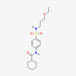 molecular formula C18H28N2O4S B4190815 N-{4-[(3-ethoxypropyl)sulfamoyl]phenyl}cyclohexanecarboxamide 