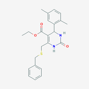 molecular formula C23H26N2O3S B4190818 Ethyl 6-[(benzylsulfanyl)methyl]-4-(2,5-dimethylphenyl)-2-oxo-1,2,3,4-tetrahydropyrimidine-5-carboxylate 