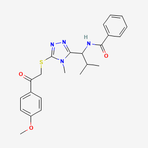 molecular formula C23H26N4O3S B4190881 N-[1-(5-{[2-(4-methoxyphenyl)-2-oxoethyl]sulfanyl}-4-methyl-4H-1,2,4-triazol-3-yl)-2-methylpropyl]benzamide 