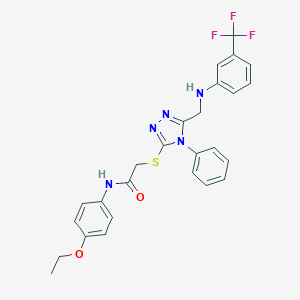 molecular formula C26H24F3N5O2S B419105 N-(4-ethoxyphenyl)-2-[(4-phenyl-5-{[3-(trifluoromethyl)anilino]methyl}-4H-1,2,4-triazol-3-yl)sulfanyl]acetamide 