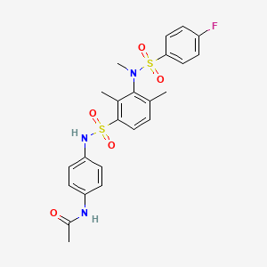 molecular formula C23H24FN3O5S2 B4191079 N-{4-[2,4-Dimethyl-3-(N-methyl4-fluorobenzenesulfonamido)benzenesulfonamido]phenyl}acetamide 