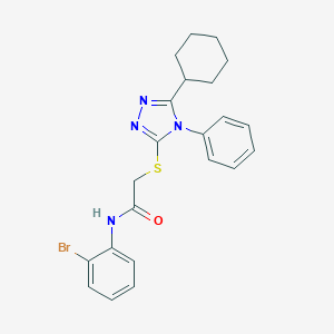 molecular formula C22H23BrN4OS B419112 N-(2-Bromophenyl)-2-((5-cyclohexyl-4-phenyl-4H-1,2,4-triazol-3-yl)thio)acetamide CAS No. 332872-86-3
