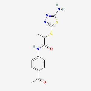 molecular formula C13H14N4O2S2 B4191356 N~1~-(4-ACETYLPHENYL)-2-[(5-AMINO-1,3,4-THIADIAZOL-2-YL)SULFANYL]PROPANAMIDE 