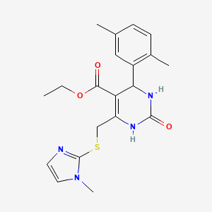 molecular formula C20H24N4O3S B4191412 ethyl 4-(2,5-dimethylphenyl)-6-{[(1-methyl-1H-imidazol-2-yl)sulfanyl]methyl}-2-oxo-1,2,3,4-tetrahydropyrimidine-5-carboxylate 