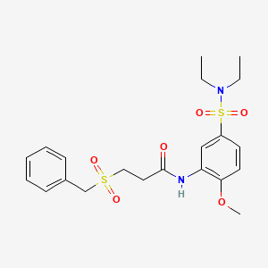 molecular formula C21H28N2O6S2 B4191455 N-[5-(DIETHYLSULFAMOYL)-2-METHOXYPHENYL]-3-PHENYLMETHANESULFONYLPROPANAMIDE 