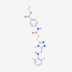 molecular formula C23H27N5O3S B419150 ethyl 4-{[({5-[(2,6-dimethylanilino)methyl]-4-methyl-4H-1,2,4-triazol-3-yl}sulfanyl)acetyl]amino}benzoate 