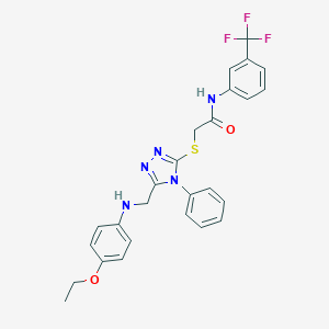 molecular formula C26H24F3N5O2S B419174 2-({5-[(4-ethoxyanilino)methyl]-4-phenyl-4H-1,2,4-triazol-3-yl}sulfanyl)-N-[3-(trifluoromethyl)phenyl]acetamide 
