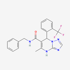 molecular formula C21H18F3N5O B4191825 N-benzyl-5-methyl-7-[2-(trifluoromethyl)phenyl]-4,7-dihydro-[1,2,4]triazolo[1,5-a]pyrimidine-6-carboxamide 