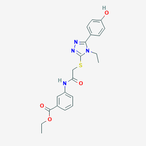 molecular formula C21H22N4O4S B419185 Ethyl 3-[[2-[[4-ethyl-5-(4-hydroxyphenyl)-1,2,4-triazol-3-yl]sulfanyl]acetyl]amino]benzoate 