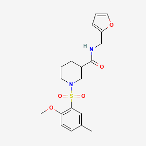 molecular formula C19H24N2O5S B4191858 N-(furan-2-ylmethyl)-1-(2-methoxy-5-methylphenyl)sulfonylpiperidine-3-carboxamide 