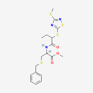 molecular formula C18H23N3O3S4 B4191899 methyl S-benzyl-N-(2-{[3-(methylsulfanyl)-1,2,4-thiadiazol-5-yl]sulfanyl}butanoyl)cysteinate 