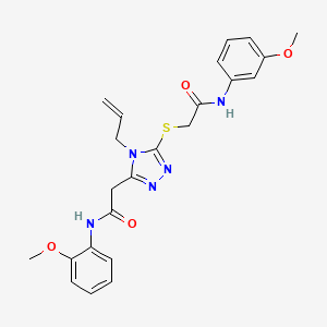 molecular formula C23H25N5O4S B4191913 N-(3-methoxyphenyl)-2-{[5-{2-[(2-methoxyphenyl)amino]-2-oxoethyl}-4-(prop-2-en-1-yl)-4H-1,2,4-triazol-3-yl]sulfanyl}acetamide 