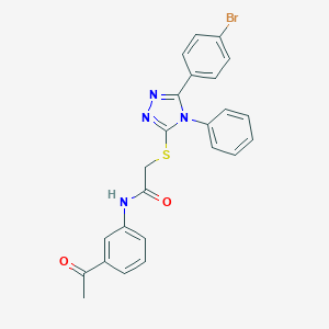 molecular formula C24H19BrN4O2S B419193 N-(3-acetylphenyl)-2-{[5-(4-bromophenyl)-4-phenyl-4H-1,2,4-triazol-3-yl]sulfanyl}acetamide 