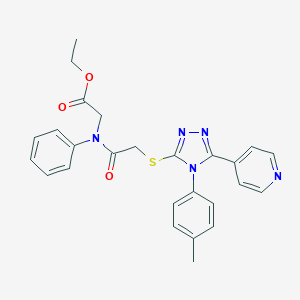molecular formula C26H25N5O3S B419195 ethyl [({[4-(4-methylphenyl)-5-(4-pyridinyl)-4H-1,2,4-triazol-3-yl]sulfanyl}acetyl)anilino]acetate 