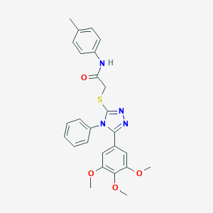 molecular formula C26H26N4O4S B419197 N-(4-methylphenyl)-2-[[4-phenyl-5-(3,4,5-trimethoxyphenyl)-1,2,4-triazol-3-yl]sulfanyl]acetamide CAS No. 338426-64-5