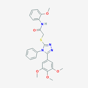 molecular formula C26H26N4O5S B419198 N-(2-methoxyphenyl)-2-{[4-phenyl-5-(3,4,5-trimethoxyphenyl)-4H-1,2,4-triazol-3-yl]sulfanyl}acetamide 