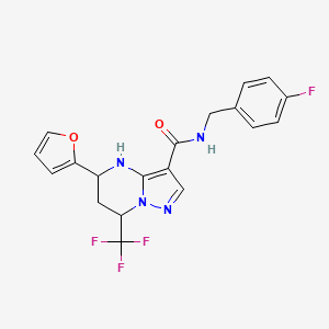 molecular formula C19H16F4N4O2 B4191988 N-(4-fluorobenzyl)-5-(furan-2-yl)-7-(trifluoromethyl)-4,5,6,7-tetrahydropyrazolo[1,5-a]pyrimidine-3-carboxamide 