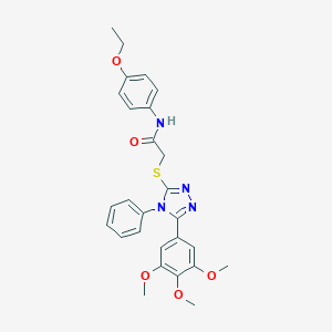 molecular formula C27H28N4O5S B419200 N-(4-ethoxyphenyl)-2-{[4-phenyl-5-(3,4,5-trimethoxyphenyl)-4H-1,2,4-triazol-3-yl]sulfanyl}acetamide 