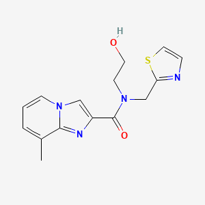 molecular formula C15H16N4O2S B4192099 N-(2-hydroxyethyl)-8-methyl-N-(1,3-thiazol-2-ylmethyl)imidazo[1,2-a]pyridine-2-carboxamide 