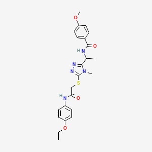 molecular formula C23H27N5O4S B4192241 N-{1-[5-({2-[(4-ethoxyphenyl)amino]-2-oxoethyl}sulfanyl)-4-methyl-4H-1,2,4-triazol-3-yl]ethyl}-4-methoxybenzamide 