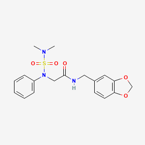 molecular formula C18H21N3O5S B4192368 N-[(2H-1,3-BENZODIOXOL-5-YL)METHYL]-2-[(DIMETHYLSULFAMOYL)(PHENYL)AMINO]ACETAMIDE 