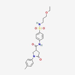 molecular formula C23H29N3O5S B4192384 N-{4-[(3-ethoxypropyl)sulfamoyl]phenyl}-1-(4-methylphenyl)-5-oxopyrrolidine-3-carboxamide 