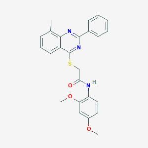 molecular formula C25H23N3O3S B419240 N-(2,4-dimethoxyphenyl)-2-[(8-methyl-2-phenyl-4-quinazolinyl)sulfanyl]acetamide 