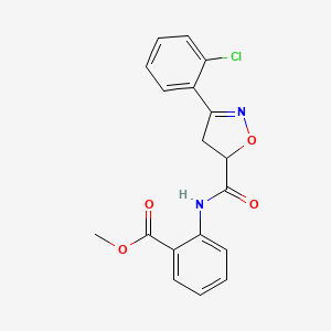 molecular formula C18H15ClN2O4 B4192425 Methyl 2-[[3-(2-chlorophenyl)-4,5-dihydro-1,2-oxazole-5-carbonyl]amino]benzoate 