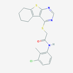 molecular formula C19H18ClN3OS2 B419247 N-(3-chloro-2-methylphenyl)-2-(5,6,7,8-tetrahydro-[1]benzothiolo[2,3-d]pyrimidin-4-ylsulfanyl)acetamide CAS No. 332950-21-7