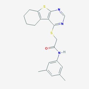 molecular formula C20H21N3OS2 B419248 N-(3,5-dimethylphenyl)-2-(5,6,7,8-tetrahydro[1]benzothieno[2,3-d]pyrimidin-4-ylsulfanyl)acetamide CAS No. 332950-19-3