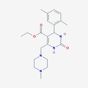 molecular formula C21H30N4O3 B4192534 ETHYL 4-(2,5-DIMETHYLPHENYL)-6-[(4-METHYLPIPERAZINO)METHYL]-2-OXO-1,2,3,4-TETRAHYDRO-5-PYRIMIDINECARBOXYLATE 