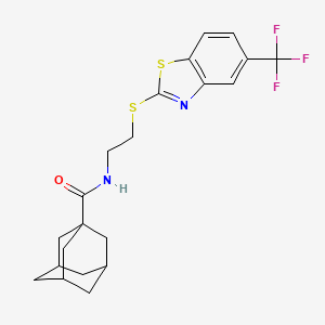 molecular formula C21H23F3N2OS2 B4192643 N-[2-[[5-(trifluoromethyl)-1,3-benzothiazol-2-yl]sulfanyl]ethyl]adamantane-1-carboxamide 