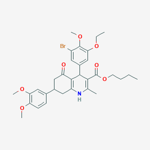 molecular formula C32H38BrNO7 B419266 Butyl oxyphenyl)-4-(3-methoxy-4-propoxyphenyl)-2-methyl-5-oxo-1,4,5,6,7,8-hexahydro-3-quinolinecarboxylate 