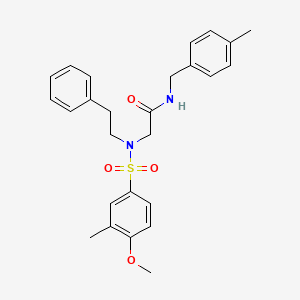 molecular formula C26H30N2O4S B4192751 N-[(4-METHYLPHENYL)METHYL]-2-[N-(2-PHENYLETHYL)4-METHOXY-3-METHYLBENZENESULFONAMIDO]ACETAMIDE 