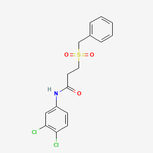 molecular formula C16H15Cl2NO3S B4192783 N-(3,4-DICHLOROPHENYL)-3-PHENYLMETHANESULFONYLPROPANAMIDE 