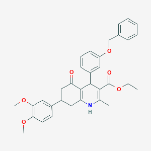 molecular formula C34H35NO6 B419287 Ethyl 4-(3-(benzyloxy)phenyl)-7-(3,4-dimethoxyphenyl)-2-methyl-5-oxo-1,4,5,6,7,8-hexahydroquinoline-3-carboxylate CAS No. 493034-28-9