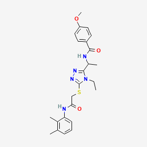 molecular formula C24H29N5O3S B4192887 N-{1-[5-({2-[(2,3-dimethylphenyl)amino]-2-oxoethyl}sulfanyl)-4-ethyl-4H-1,2,4-triazol-3-yl]ethyl}-4-methoxybenzamide 