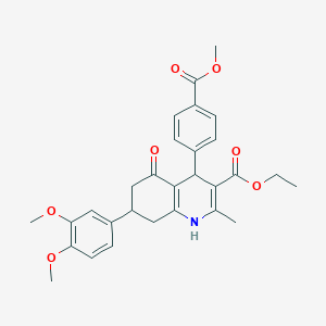molecular formula C29H31NO7 B419289 Ethyl 7-(3,4-dimethoxyphenyl)-4-(4-(methoxycarbonyl)phenyl)-2-methyl-5-oxo-1,4,5,6,7,8-hexahydroquinoline-3-carboxylate CAS No. 333308-91-1