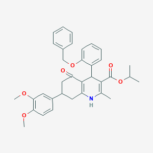 molecular formula C35H37NO6 B419295 Isopropyl 4-[2-(benzyloxy)phenyl]-7-(3,4-dimethoxyphenyl)-2-methyl-5-oxo-1,4,5,6,7,8-hexahydro-3-quinolinecarboxylate 