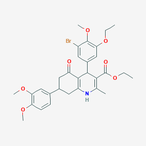 molecular formula C30H34BrNO7 B419296 Ethyl 4-(3-bromo-5-ethoxy-4-methoxyphenyl)-7-(3,4-dimethoxyphenyl)-2-methyl-5-oxo-1,4,5,6,7,8-hexahydro-3-quinolinecarboxylate 